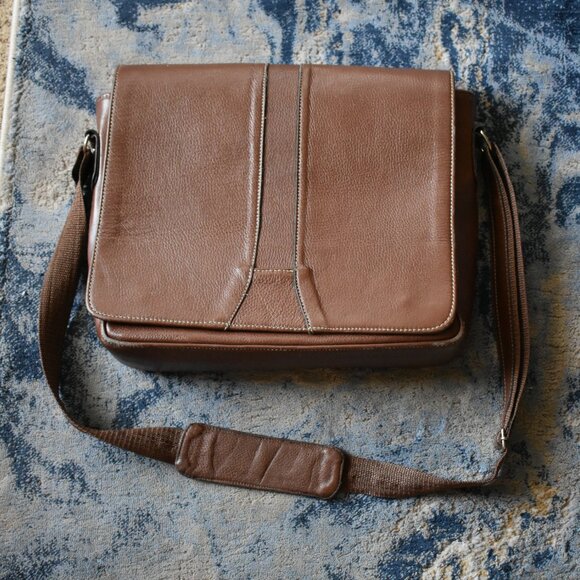 Vintage Leather Bag Laptop Genuine Messenger Men's Briefcase Satchel Brown Bag - Picture 8 of 16